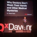 robert pearl on stage at tedx davenport discussing why doctors don't wash their hands